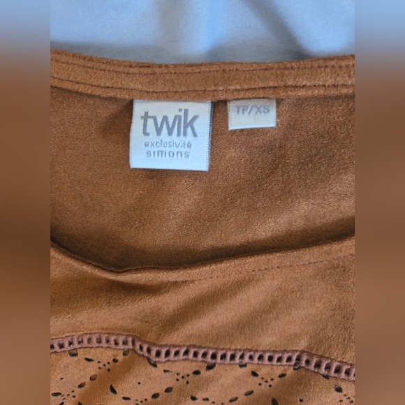 Twik | Faux Suede Tan Tank Top, Size XS - Picture 4 of 7